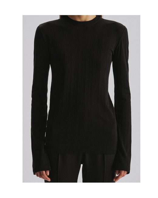 The Row Black Dantea Ribbed-Knit Long-Sleeve Top