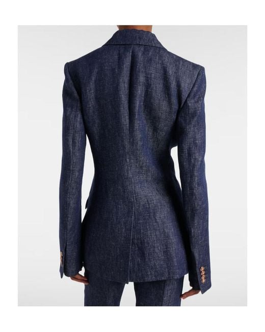 Gabriela Hearst Blue Leiva Linen Blazer