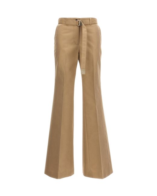 Sacai Natural Flared Belted Trousers