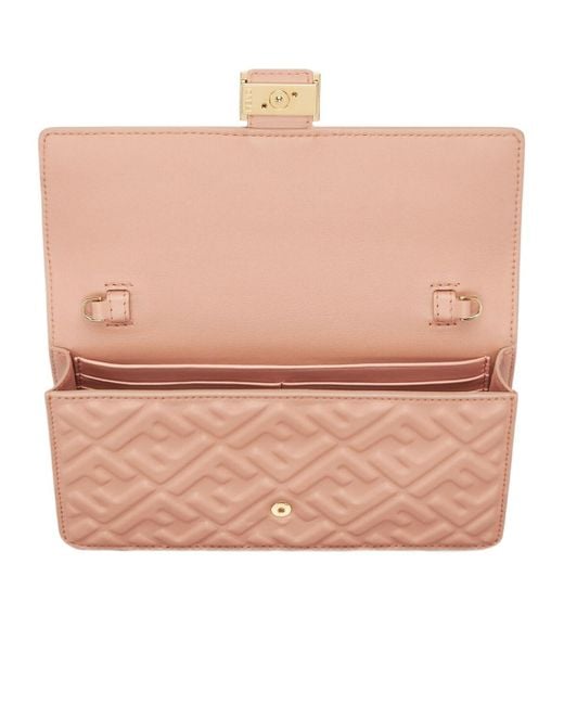 Fendi Pink Baguette Compact Chain Wallet
