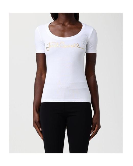 Just Cavalli White Script Logo T-Shirt