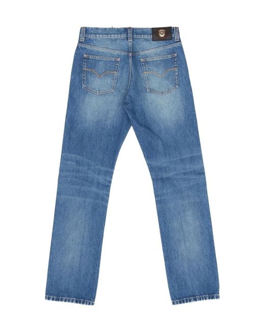 Versace Blue Belt Loops Jeans for men