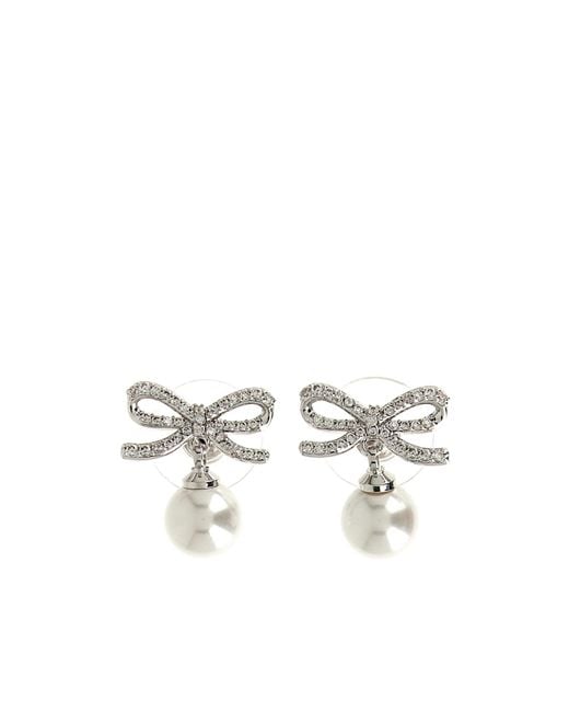 Self-Portrait White Bow-Detail Earrings