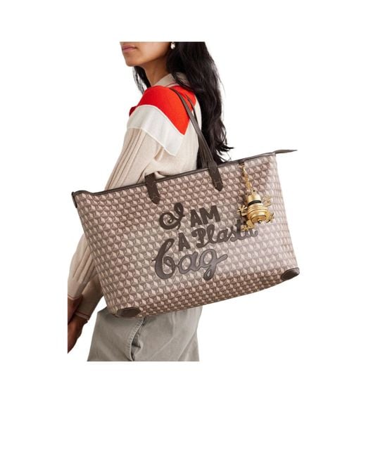 Anya Hindmarch Natural Leather-Trimmed Coated-Canvas Tote