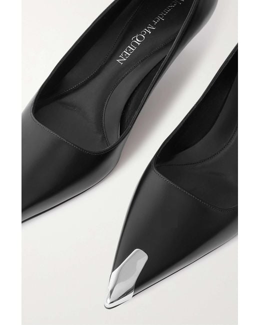 McQueen Black Pointed Toe Sandals
