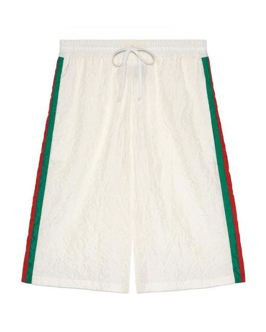 Gucci Natural Stripe Detail Nylon Shorts
