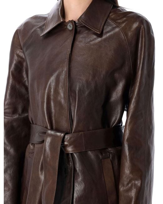 Magda Butrym Brown Belted Leather Coat