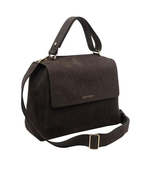 Orciani Black Sveva Medium Top Handle Shoulder Bag