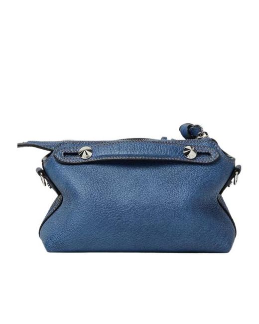 Fendi Blue Leather Denim-Effect Mini-Bag