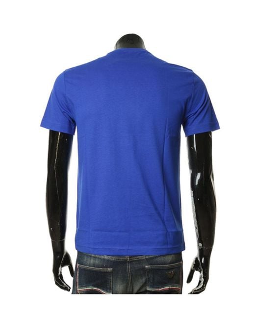 EA7 Blue T-Shirt With Round Neck And Short Sleeves for men