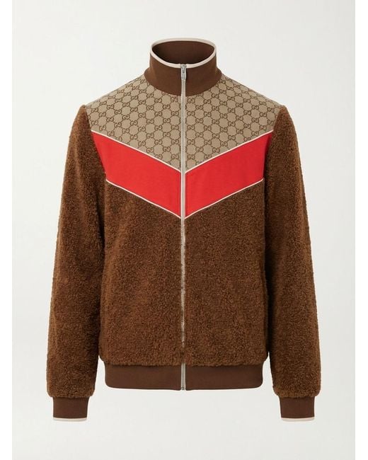 Gucci Red Gg Monogram-Pattern Zip-Up Jacket for men