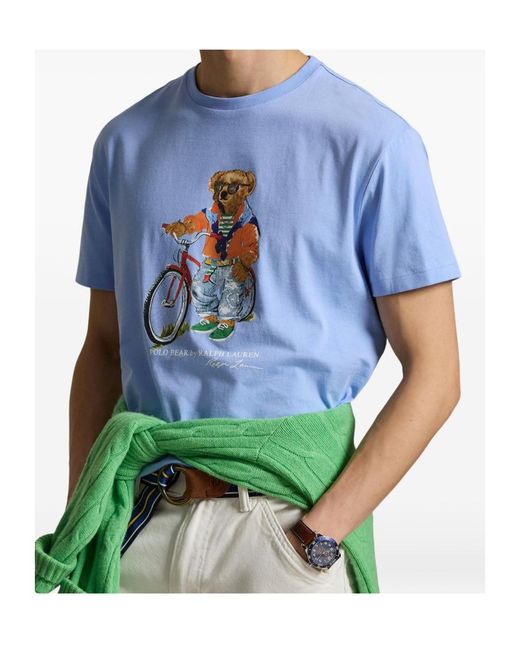 Polo Ralph Lauren Blue Short Sleeves Summer Bear T-Shirt for men