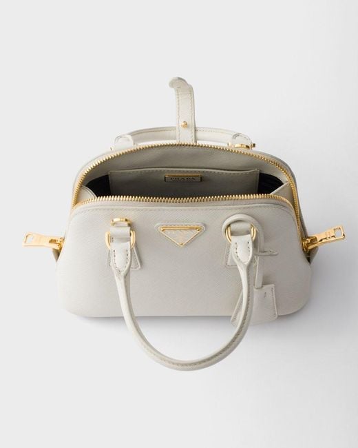 Prada Natural Zip-Up Top Handle Bag