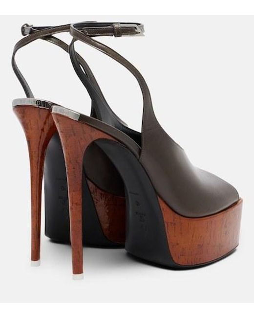 The Attico Metallic Ornella Leather Platform Slingback Sandals