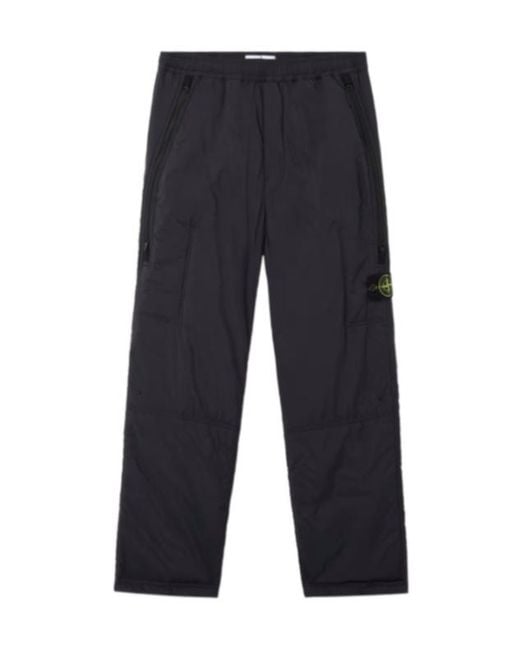 Stone Island Blue Logo Patch Straight-Leg Trousers for men