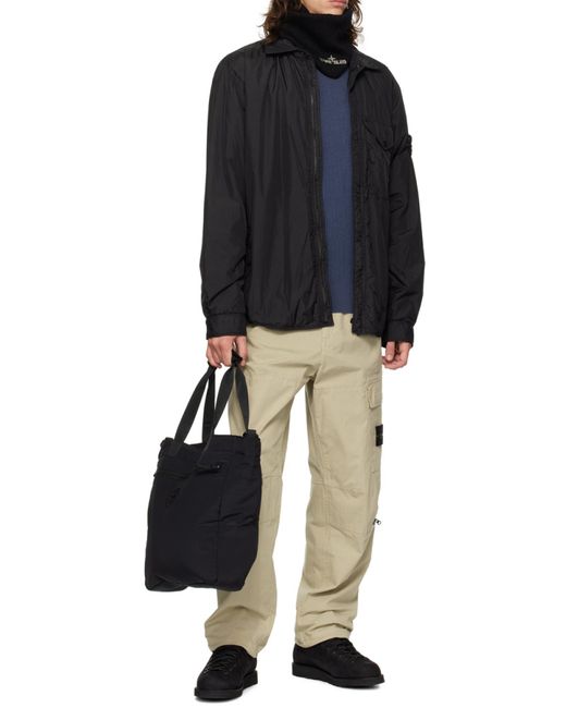 Stone Island Black Leather Ankle Boots for men