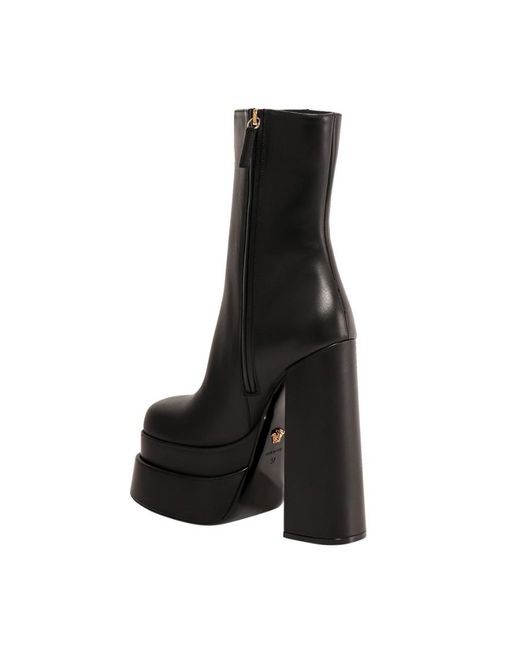 Versace Black Block Heel Platform Boots