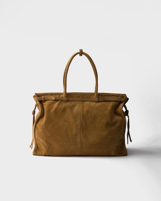 Prada Brown Bonnie Suede Tote Bag for men