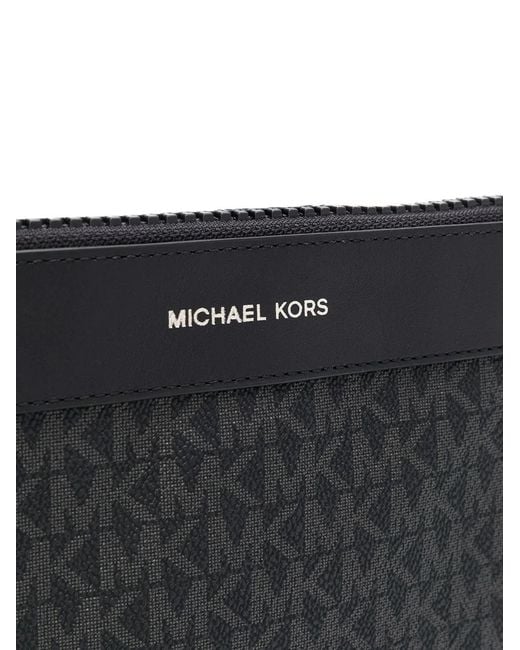Michael Kors Gray Monogram Zipped Travel Pouch for men