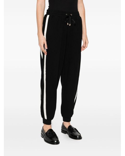 Liu Jo Black Side-Stripe Drawstring Joggers