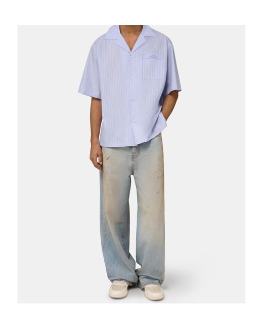 Amiri Gray Vintage-Effect Wide-Leg Jeans for men
