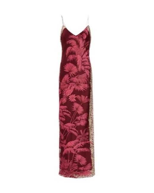 Johanna Ortiz Red Printed Silk Slip Dress