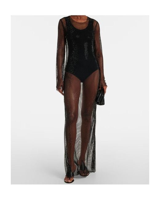 TOVE Gray Embellished Mesh Maxi Dress