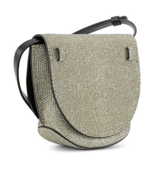 Ganni Gray Banner Nano Saddle Bag