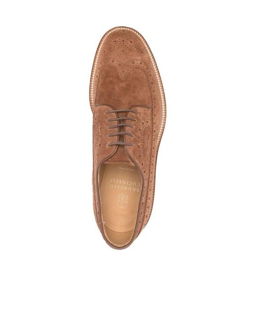 Brunello Cucinelli Brown Round Toe Lace-Up Brogues for men