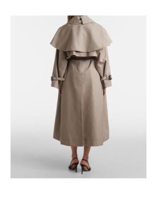 Altuzarra Natural Billie Caped Virgin Wool Trench Coat