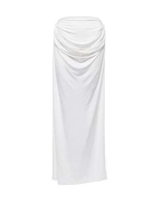 Magda Butrym White Draped Jersey Maxi Skirt