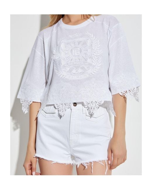 Balmain White Oversize Type Top