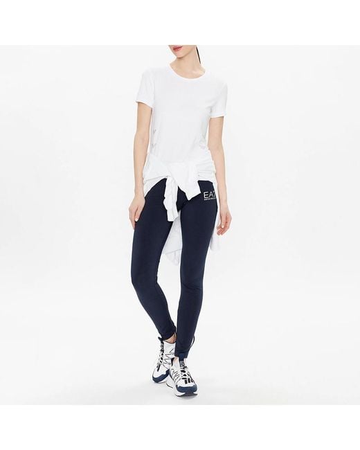 EA7 White Solid Cotton-Modal T-Shirt