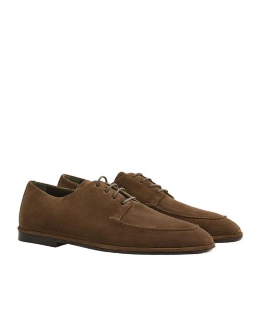 Ferragamo Brown Suede Derby Shoes for men