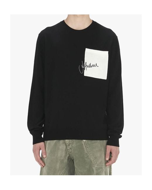 J.W. Anderson Black Jw Anderson Logo Embroidered Knit Jumper for men