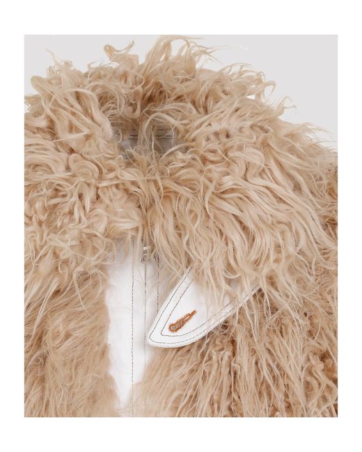 Dries Van Noten Natural Vangel Faux Fur Coats