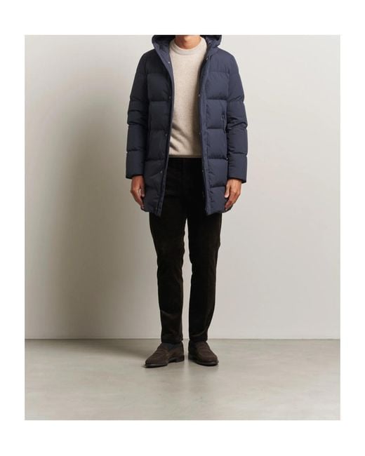 Herno Blue Quilted Hooded Coat for men