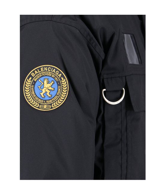 Balenciaga Blue Logo Reversible Down Jacket for men
