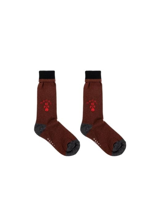 Marni Brown Herald Logo Socks