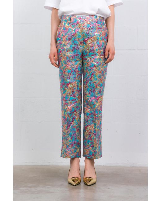 Dries Van Noten Blue Patterned Casual Pants