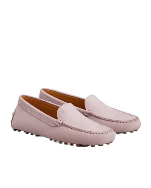 Tod's Pink Logo Detailed Slip-On Flat Shoes