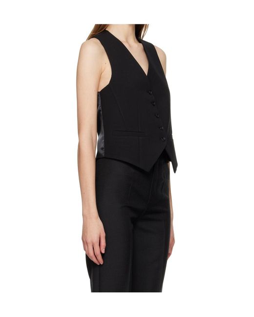 Frankie Shop Black Gelso Single-Breasted Wool Waistcoat