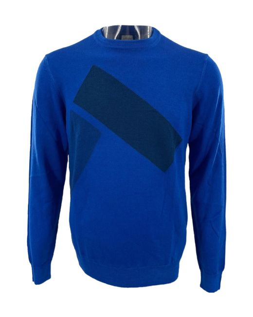 Armani Collezioni Blue Round-Neck Long-Sleeved Sweater for men