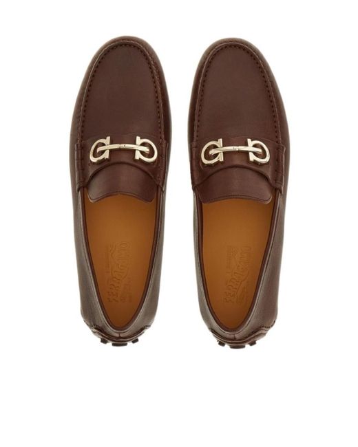 Ferragamo Brown Ferragamo Grazioso Logo Plaque Loafers for men