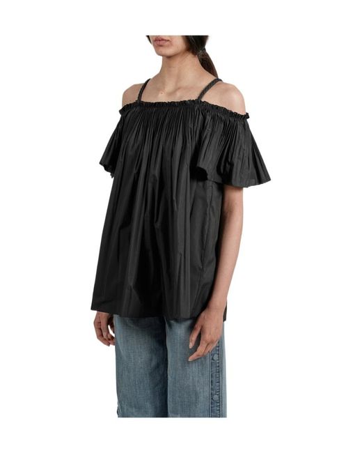 RED Valentino Black Pleated Strapped Top