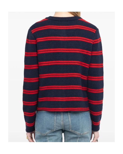 Zadig & Voltaire Blue Striped Pocket Cardigan