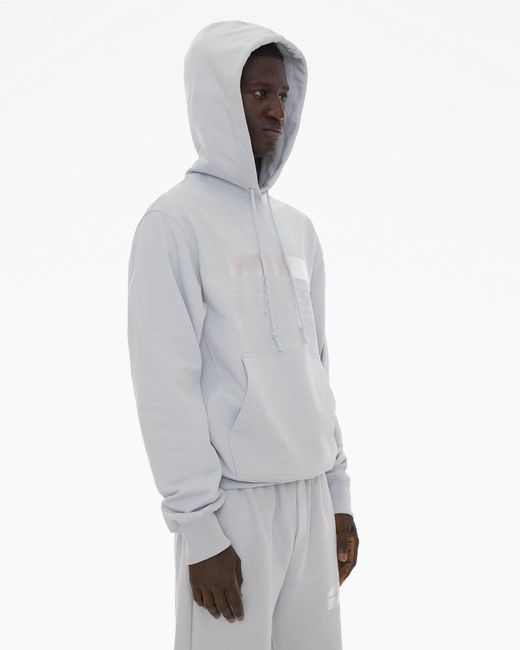 Helmut Lang Gray Logo-Print Cotton Hoodie for men