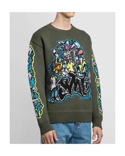 Off-White c/o Virgil Abloh Gray Crewneck Long-Sleeved Jumper for men