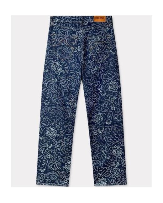 KENZO Blue Star Tiger' Asagao Straight Jeans for men