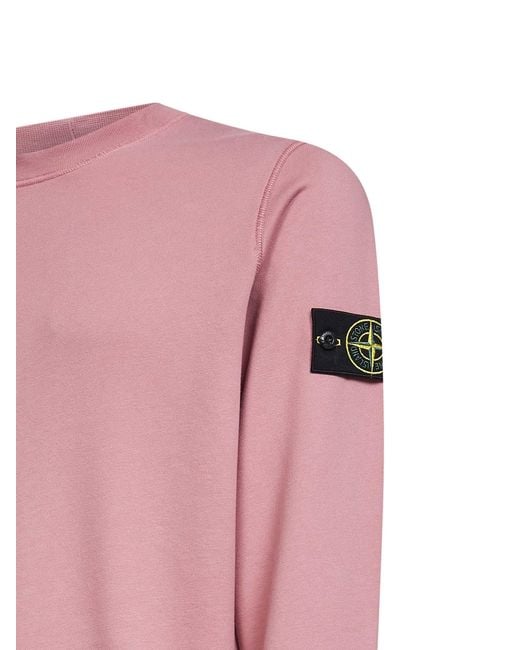 Stone Island Pink Logo Patch Crewneck Sweatshirt for men